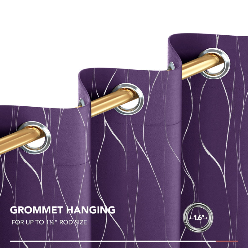 Kellda Room Darkening Curtain Pair, Purple, 42" W x 108" L