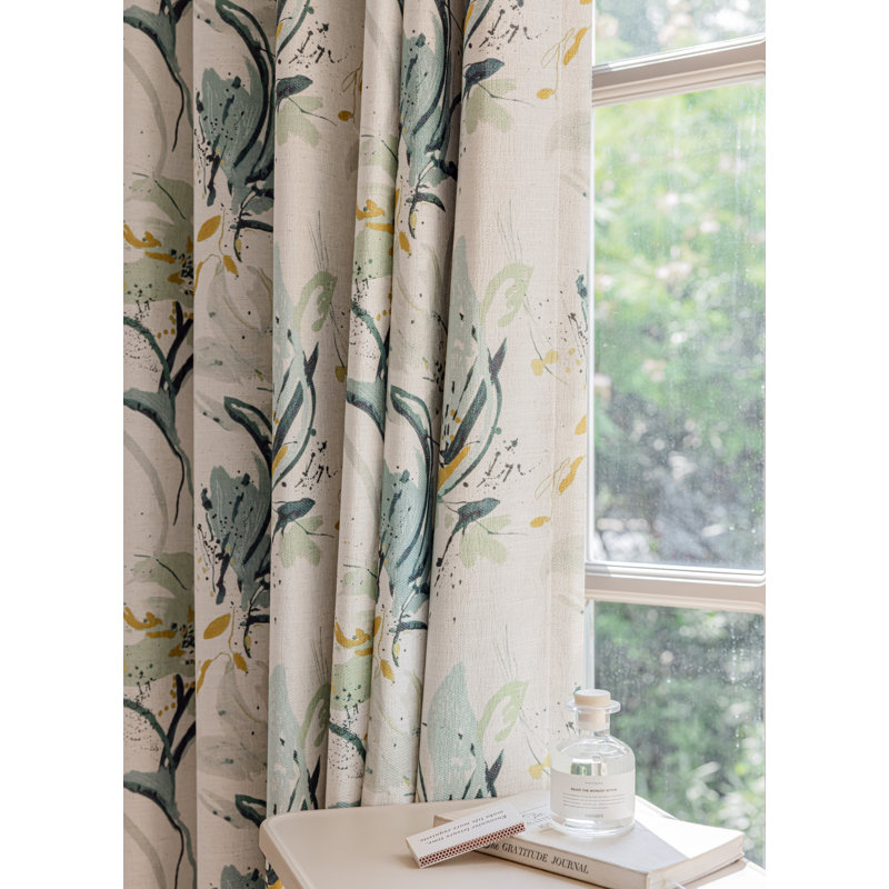 Paire de rideaux obscurcissant Chloe, Blanc / turquoise, L 45 po x L 90 po