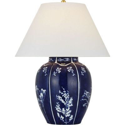 Halpern 25" Table Lamp in Cornflower Blue and White Porcelain with White Paper Shade