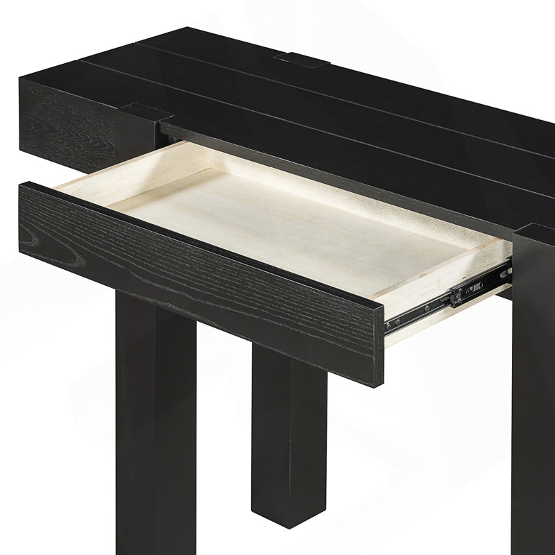 Console rustique minimaliste avec tiroir caché et prise de courant intégrée pour les entrées modernes et les espaces de vie.
