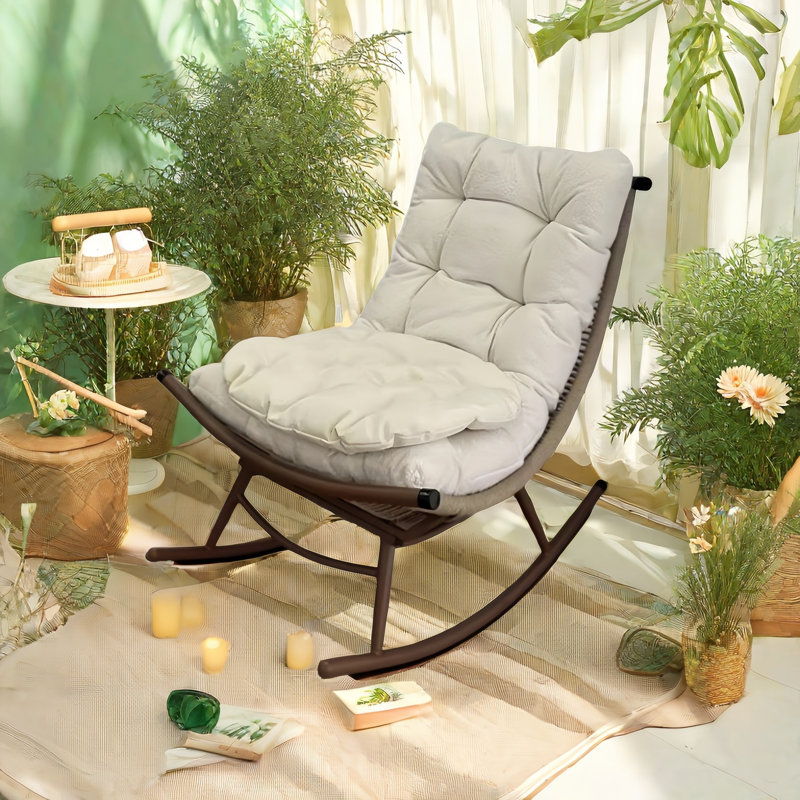 Contemporary Rattan Rocking Chair VIBORZ Modern Rattan Rocking Chair | Wayfair
