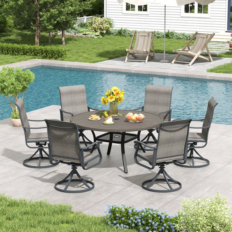 6-Person Outdoor Dining Set, Gray Woodlike/Gray