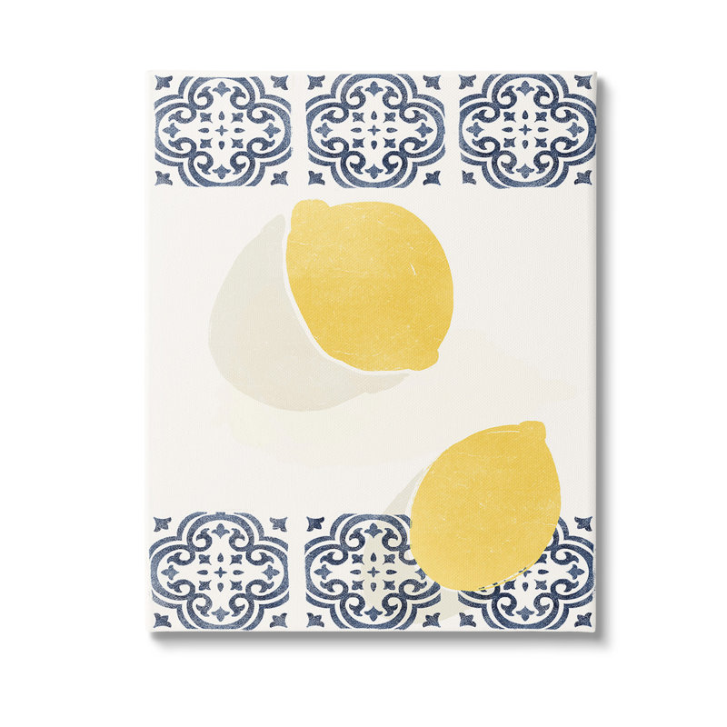 Modern Lemons with Pattern Canvas Wall Art by Yuyu Pont, 20" H x 16" W