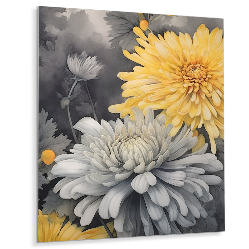 Mères jaunes et grises Spendor - décoration murale florale en métal, H 20 po x l 12 po x P 1 po