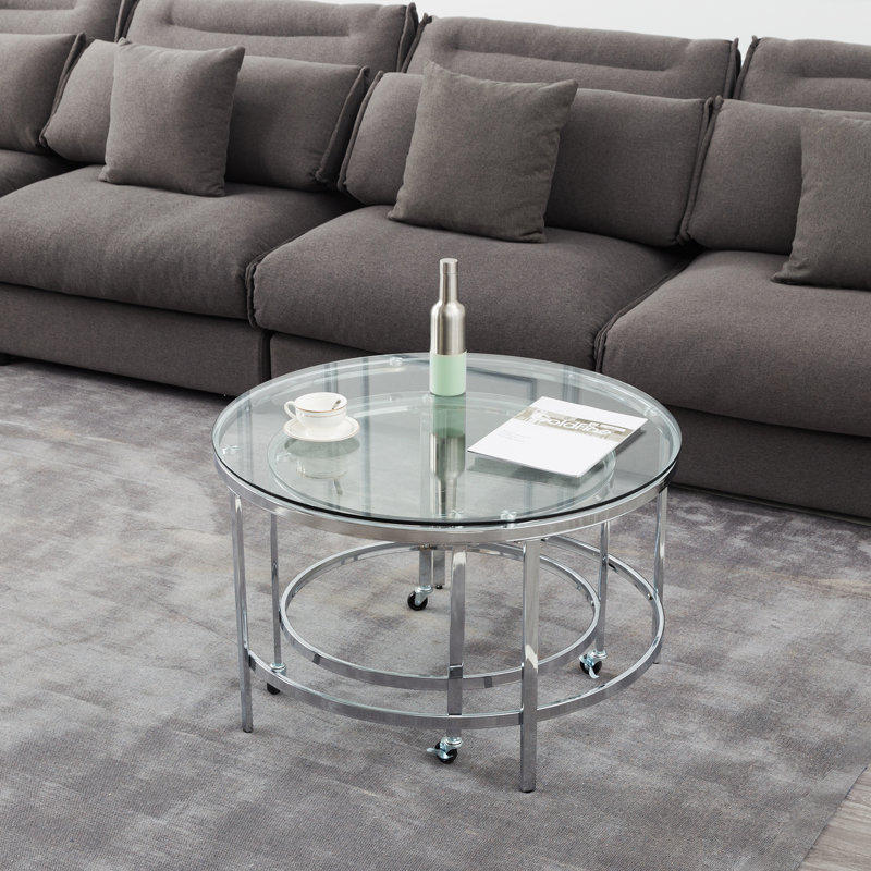 Antich Glass Tray Top Nesting Tables