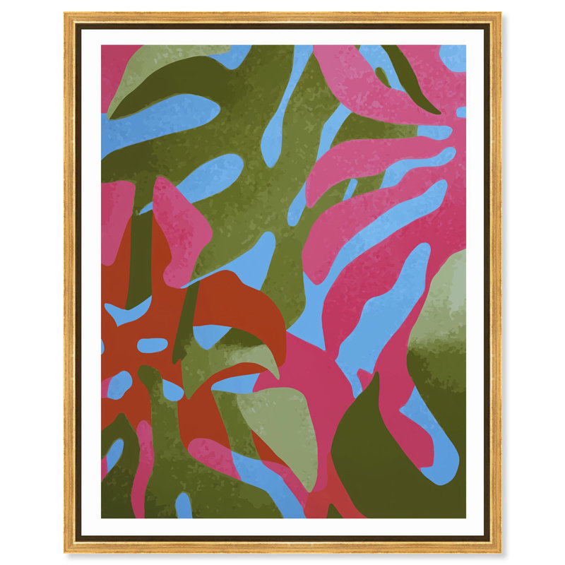 Impression sur toile Colorblock Leaves II par Art Remedy, H 30 po x l 24 po, Cadre doré