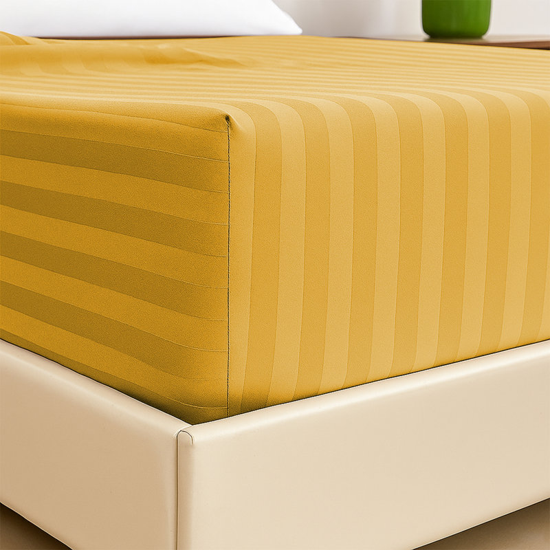Tabbitha Striped Microfiber Standard Fitted Sheet, Ochre, Single (3')
