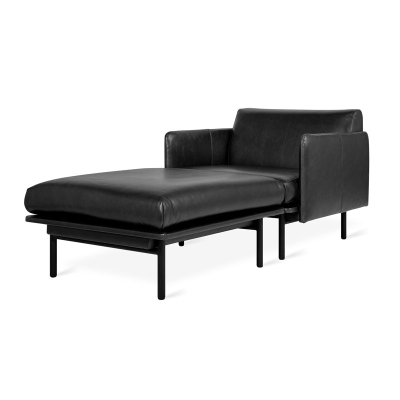 Foundry 2-Pc Chaise, Saddle Black Genuine Leather