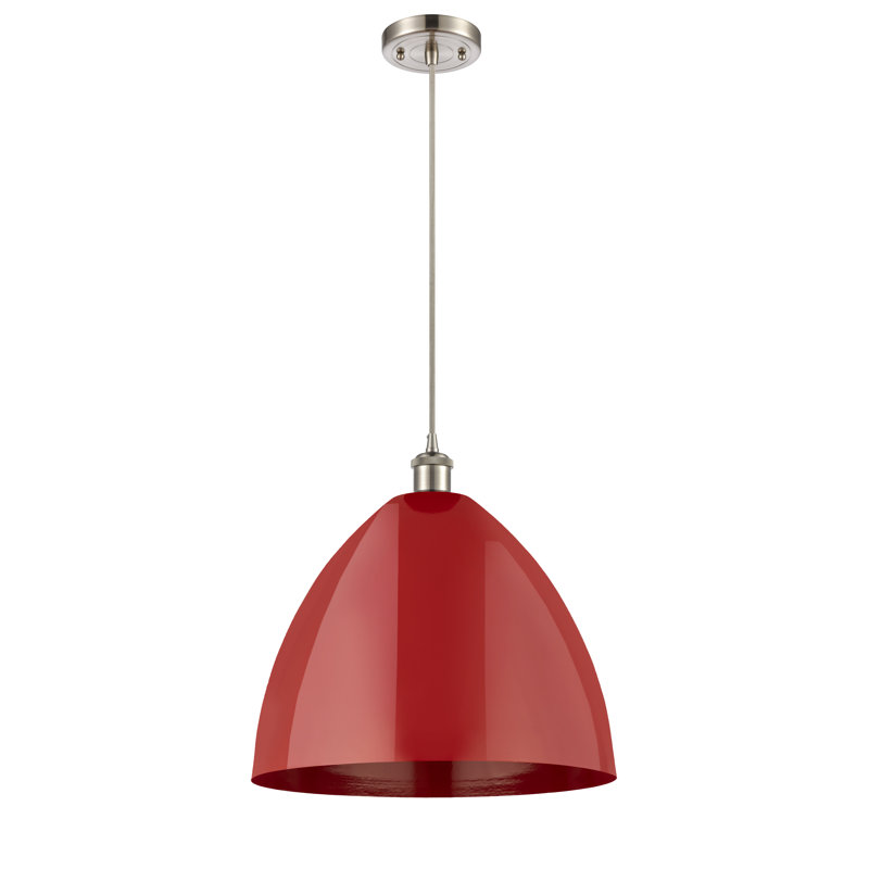 Luminaire suspendu conique 1 lumière, Rouge, Argent/Gris