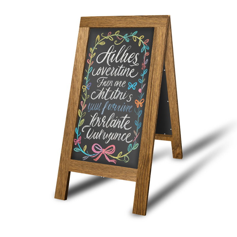 Wooden A Board Pavement Sign, 75x66x40 CM | Double Sided Outdoor Chalkboard | Heavy Duty Blackboard Sandwich Board for Cafe, Restaurant, Pub or Shop