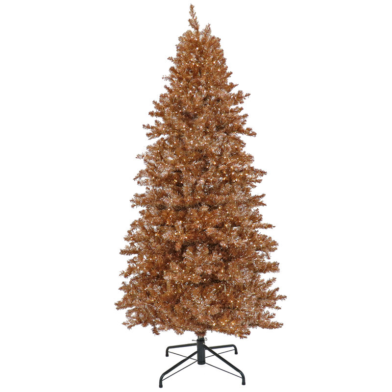 Sapin de Noël rose et doré avec lumières DEL, 10 pi