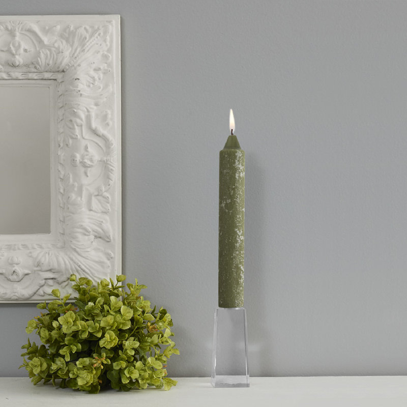 Timberline Collenette Dinner Candle Taper, Dark Olive, 7" H x 1.25" W x 1.25" D