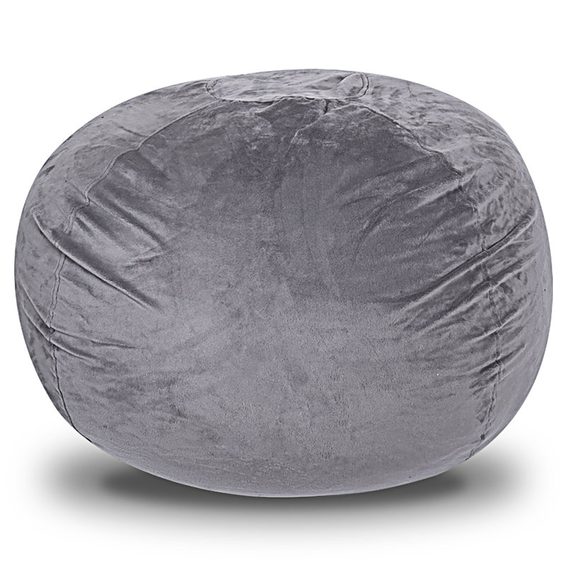 Pouf fauteuil, H 39,01 po x l 56,01 po x P 56,01 po, Velours gris velours