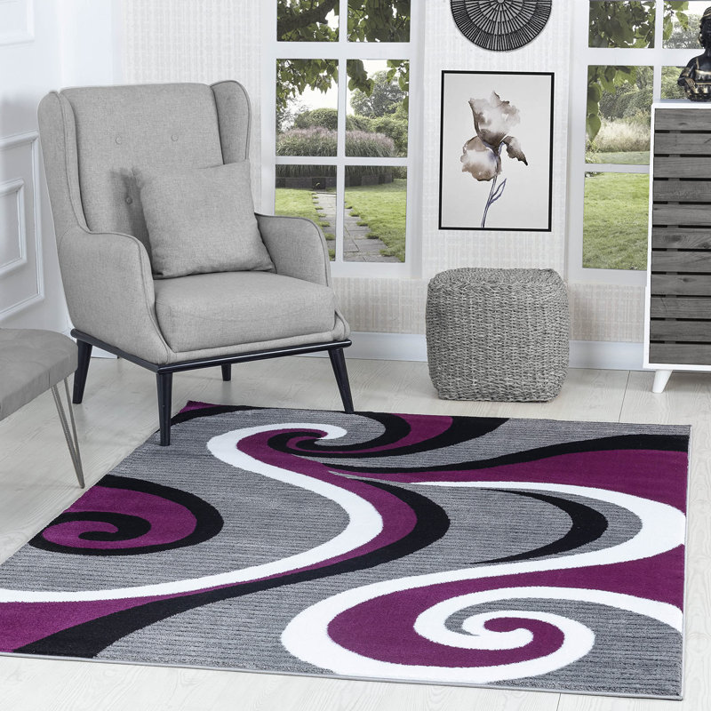 GloryRugsModernPurpleSwirlsAreaRug,Carpet forBedroom,LivingRoom,Dining-Sevilla4817, Rectangle 7'10.5" x 10'2"