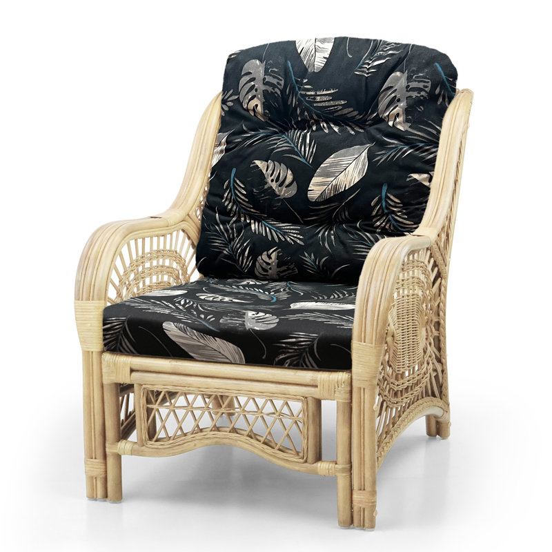 28'' Wide Tufted Armchair, Black Leaf