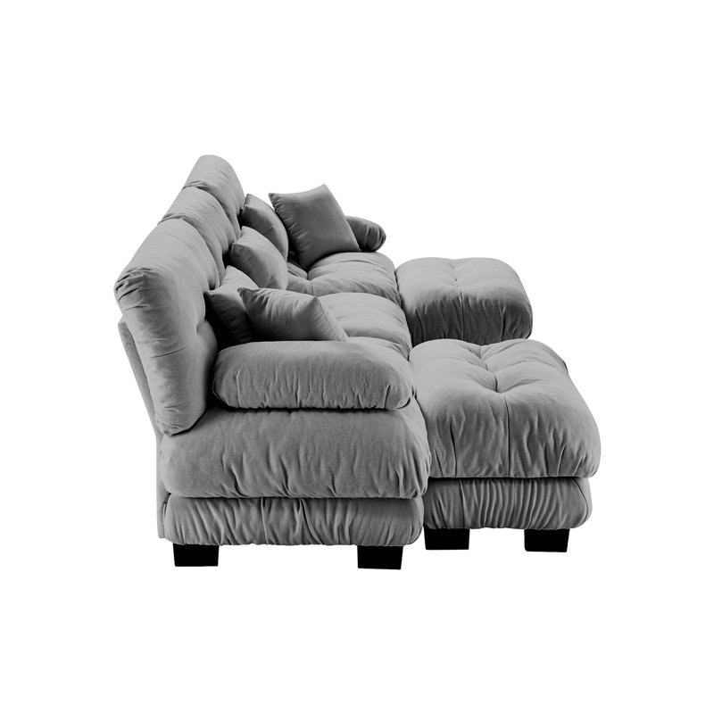 Canapé modulaire modulaire - Canapé en nuage surdimensionné en forme de U pour le salon, canapé à assise profonde avec 2 repose-pieds, chenille