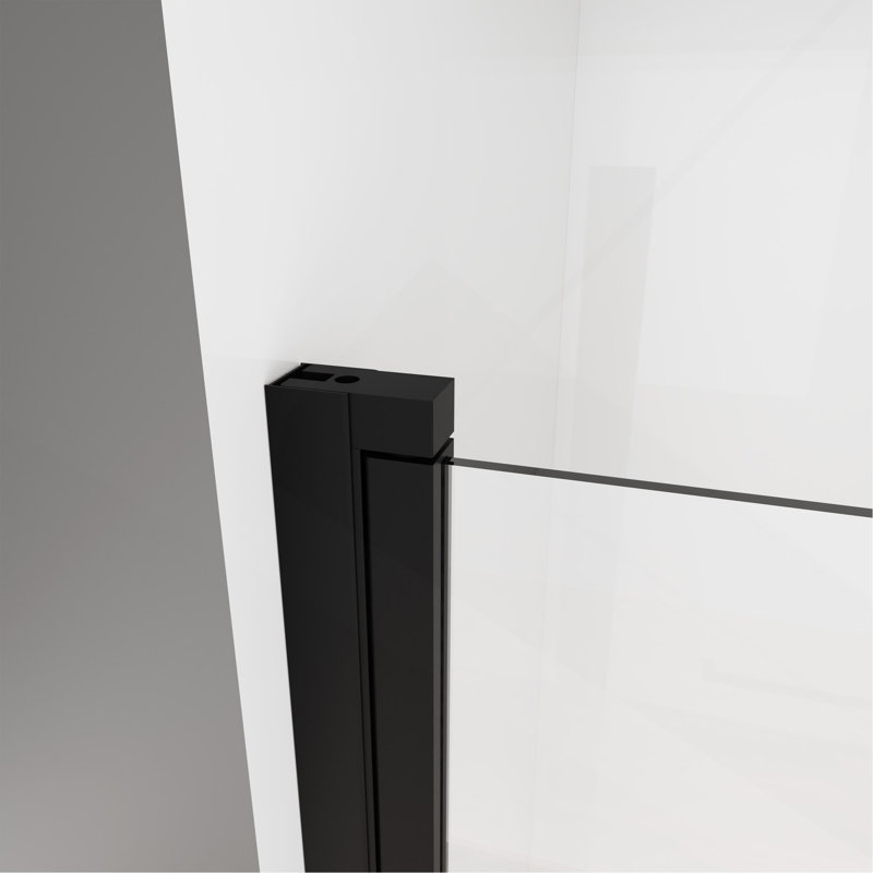 Porte de douche à pivot demi-cadre 28 "à 29,2" x 72 ", verre trempé 1/4", largeur réglable de 1,2 pouce, installation réversible, noir mat