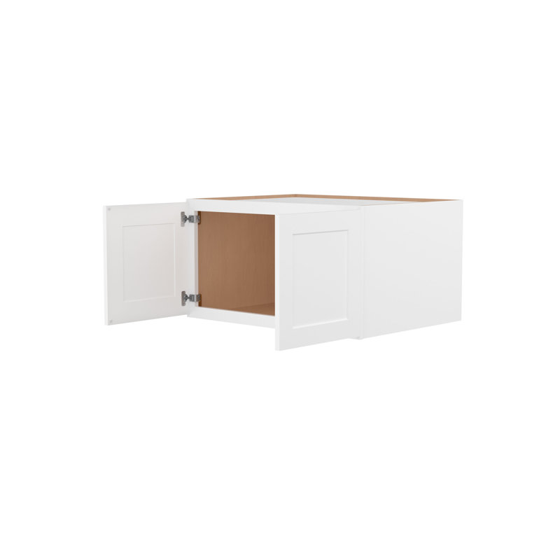Armoire de cuisine murale avec réfrigérateur, 2 portes, à monter soi-même, 61 cm de profondeur x 76 cm de largeur x 46 cm de hauteur, blanche