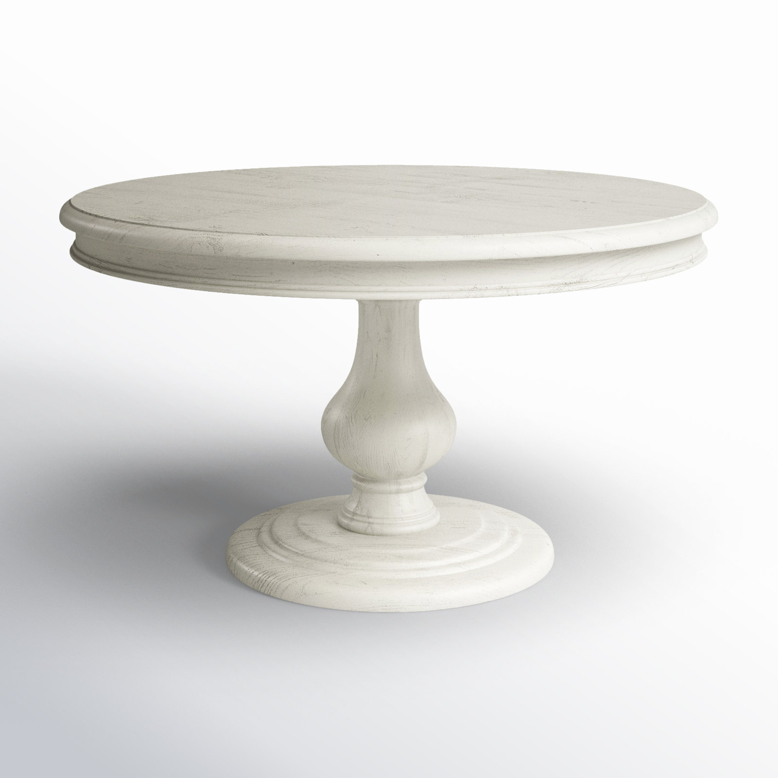 Albia 54" Solid Wood Pedestal Dining Table, Vintage White