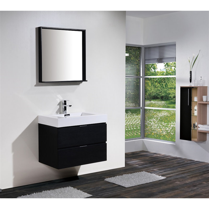 Ensemble de meuble-lavabo mural simple 30 po Royka, Noir