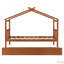 Lit de maison unique en bois avec lit gigogne simple coulissant, conçu pour l'imagination des enfants et pour économiser de l'espace dans les chambres-118019966