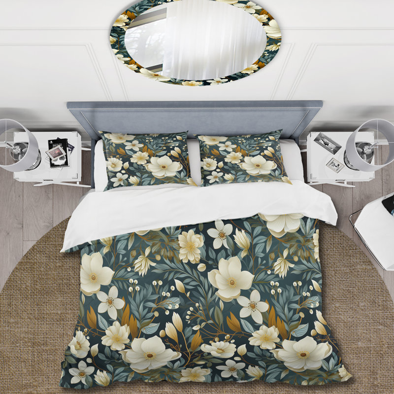 Ensemble de housse de couette Stormy Botanics Moody, Housse de couette pour grand lit et 2 taies décor