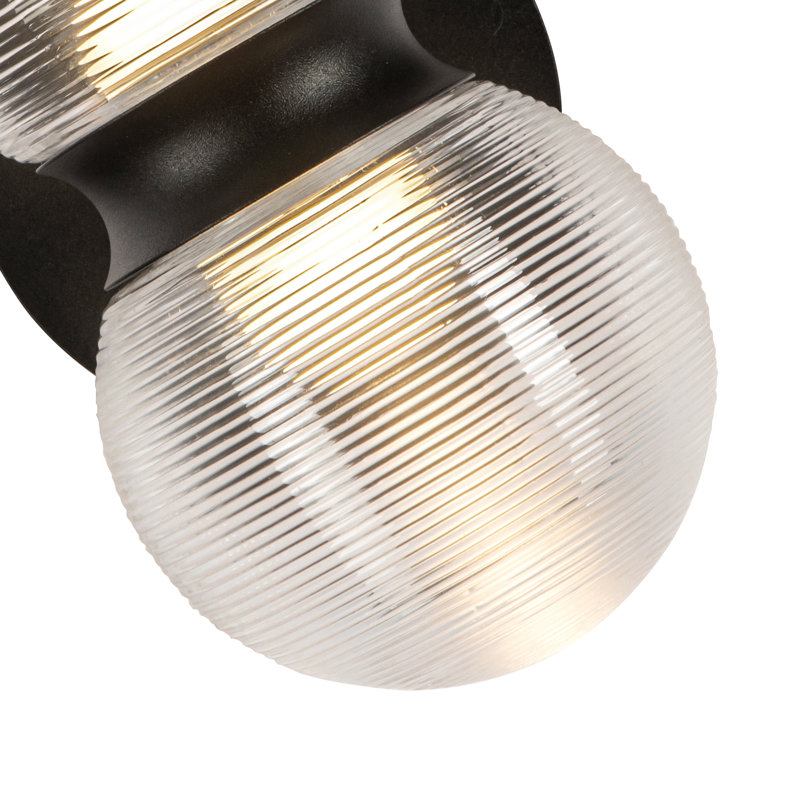 Peri 2 - Light LED Outdoor Armed Sconce, Clear Ribbed