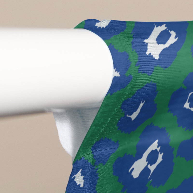 Room Darkening Curtain Single Panel, Green/Blue/White