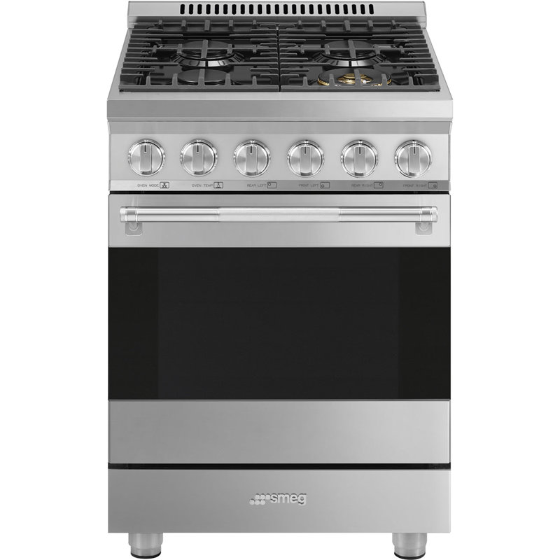 SMEG Cuisinière à gaz 24 po Professional, Argent argent