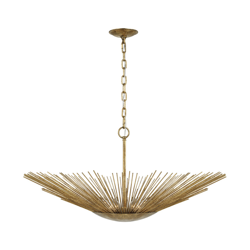 Helios Antique Gold Steel 32" Indoor/Outdoor Pendant Light