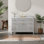 Ensemble de meuble-lavabo sur pied simple 48 po avec façade cannelée, tiroirs à fermeture en douceur, fabrication en bois massif et plateau en marbre d'ingénierie - entièrement assemblé