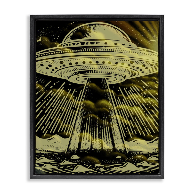 Cadre flottant mystérieux UFO, design par Jesse Keith, Cadre flottant noir de jais, H 21 po x l 17 po