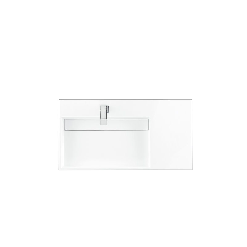 Glossy White Single Stone Vanity Top with Rectangular Sink