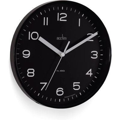 Acctim Runwell Small Wall Clock Quartz Slimline Case Raven 20cm