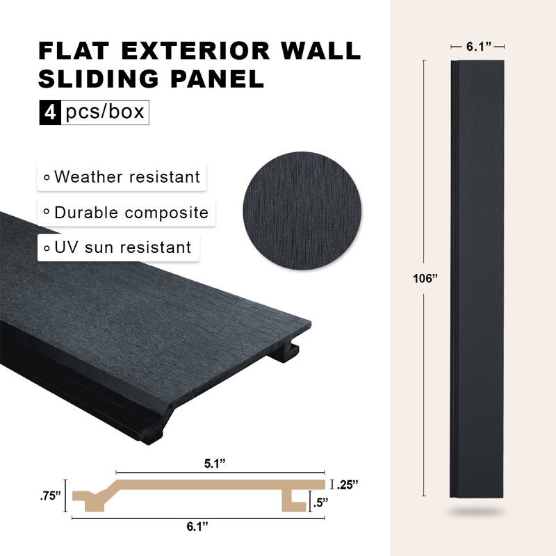 Panneaux de revêtement d'extérieur 106 po x 6,1 po - Système de panneaux muraux en composite résistant aux intempéries, résistant aux rayons UV et facile à installer