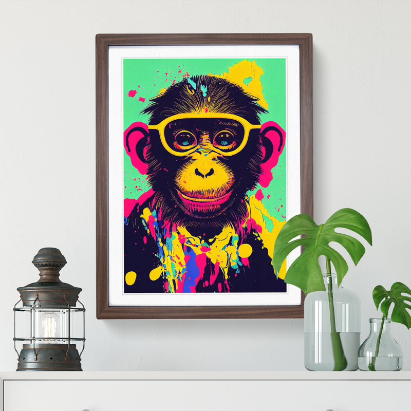 Monkey Paint Splash No.1 - Framed Print, 34cm H x 25cm W, Brown