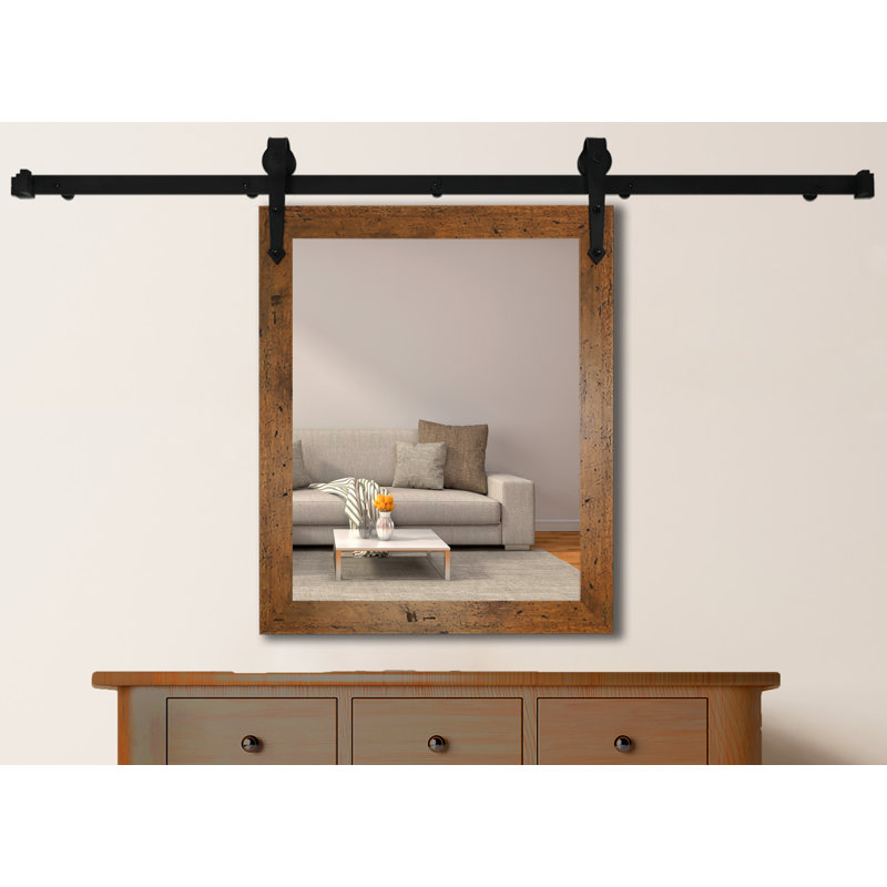 Neace Flat Mirror, 39" H x 33" W, Rustic Light Walnut