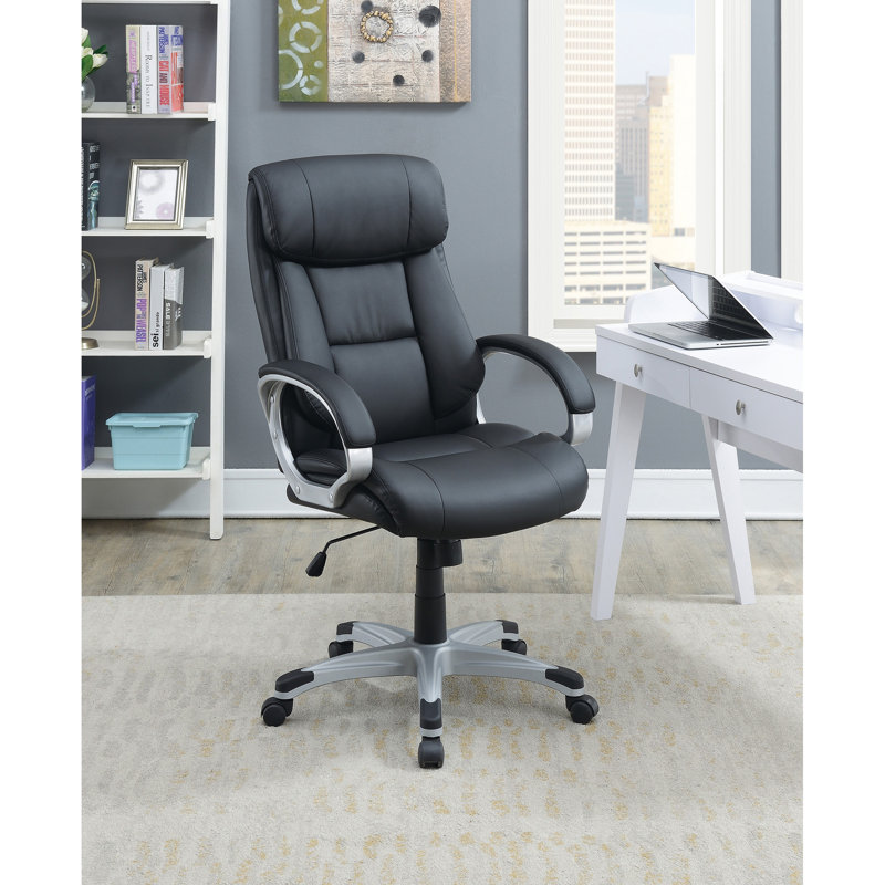 Chaise de bureau à hauteur réglable avec accoudoirs rembourrés, noir