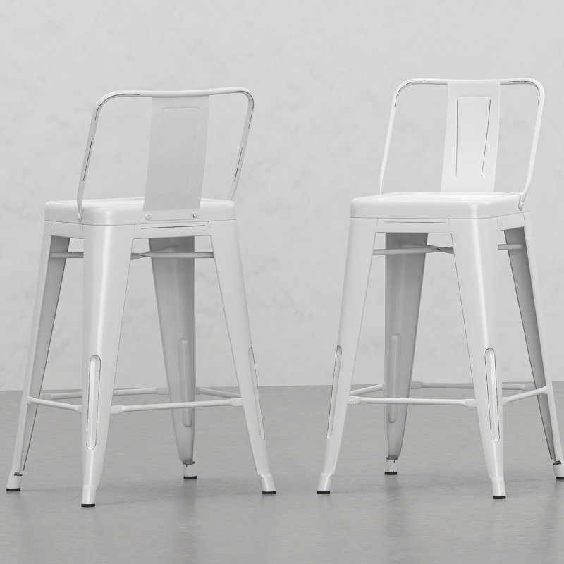 Tabouret à hauteur de comptoir 24 po (ensemble de 2), Blanc, 2