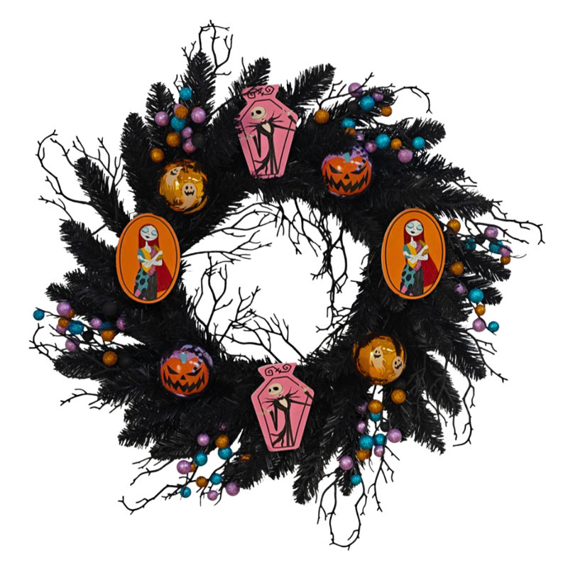 Couronne d'Halloween Disney L'Étrange Noël de Monsieur Jack, 66 cm, pré-illuminée avec DEL