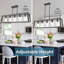 5-Lights Kitchen Island Lighting, Modern Linear Chandelier With Seeded Glass, Black Industrial Dining Room Light Fixtures Over Table Farmhouse Ceiling Pendant Lights