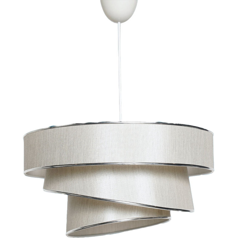 Lustre glamour avec capuchon en coton, 15,7 x 15,7 x 7,9 pouces | Hauteur totale: 28,3 pouces | Douille E27, 40 W maximum | Certifié CE | Parfait pour les décors scandinaves et champêtres | Élégant luminaire pour le salon, la salle à manger et le ve