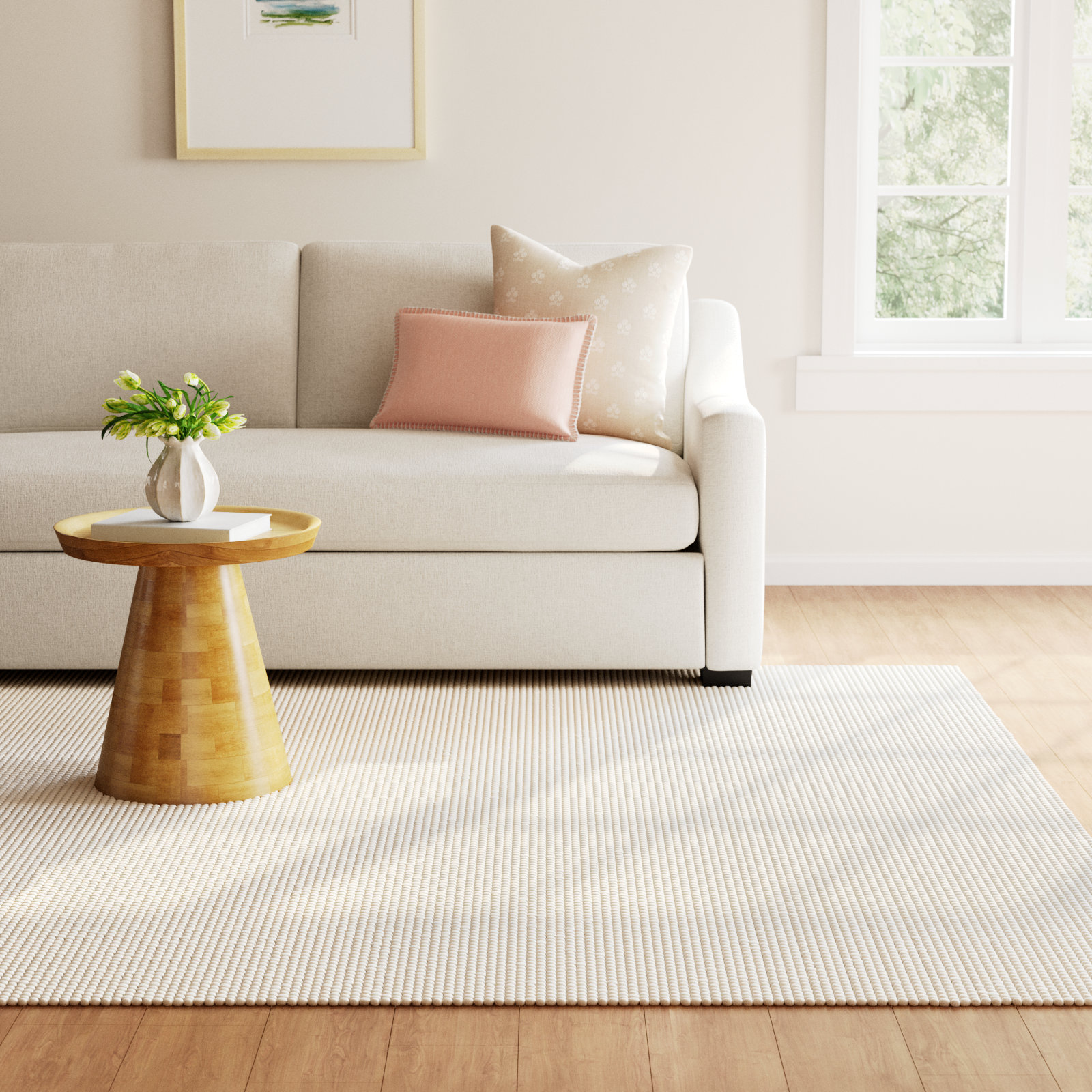 Elle Ivory Hand-Woven Wool Rug, Rectangle 6' x 9'