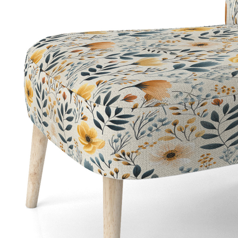 Chaise d'appoint rembourrée bohème et éclectique jaune