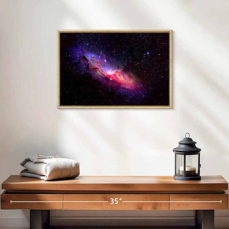 Galaxie dans l'espace, Cadre flottant en bois naturel, 19 po x 13 po