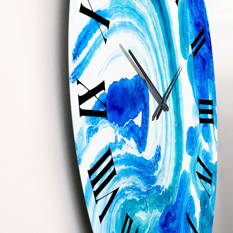 Bleu et blanc encre nuage explosion - horloge murale moderne, Petit