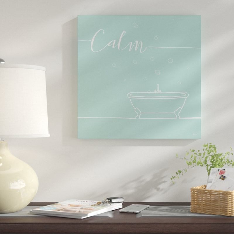 «Underline Bath VI Teal», art textuel, H 18 po x l 18 po x P 1 po, Toile tendue