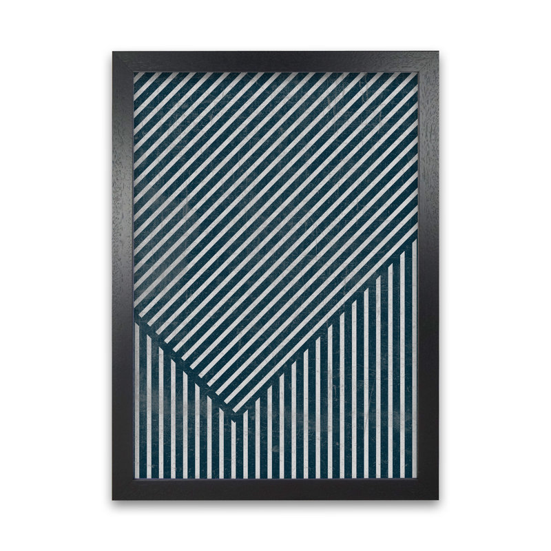 Navy Blue Abstract B - Print, Black Frame, 42cm H x 30cm W x 3cm D