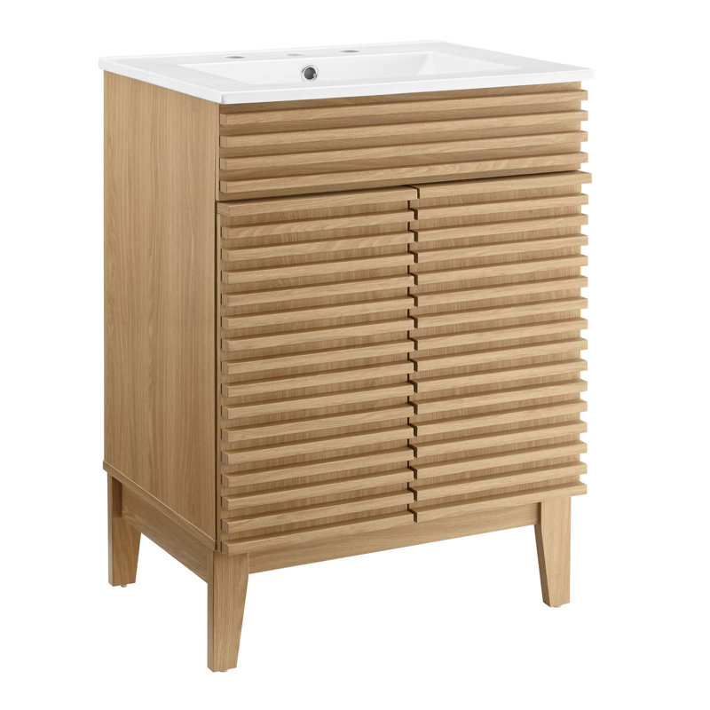 Meuble-lavabo 24 po Render par Modway, Chêne / blanc
