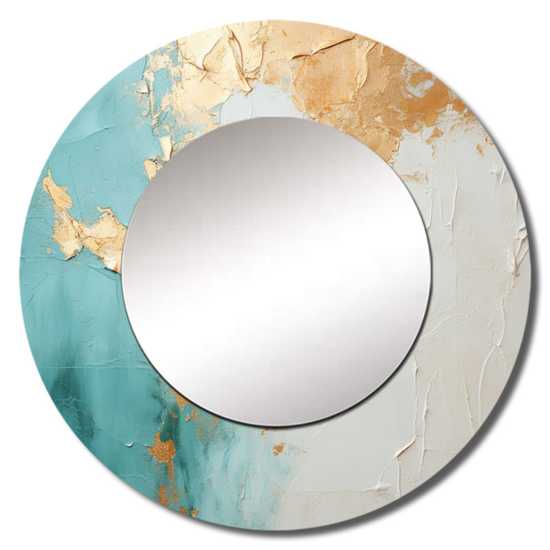 Shamecka Minimalisme méditation I - peinture abstraite, miroir mural rond unique moderne, impression sur métal, 36 po x 36 po